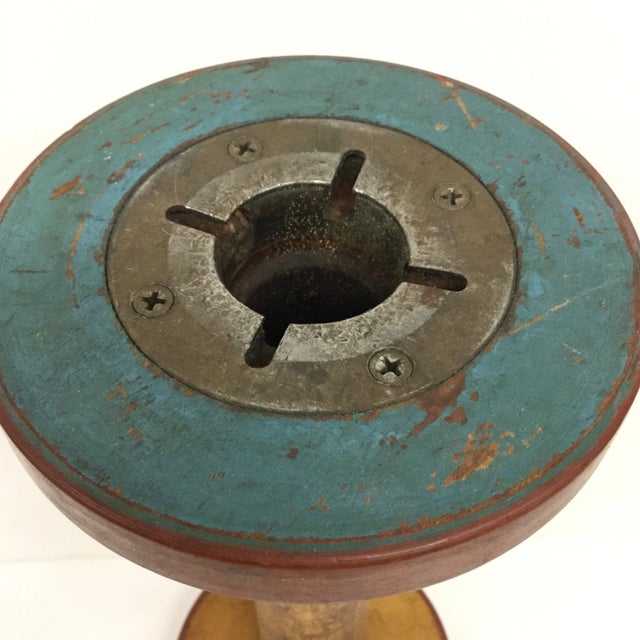 Antique Wooden Spool Artifact For Sale - Image 9 of 11