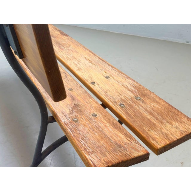 Garden Bench with Delicate Cast Iron Frame and Wooden Slats, 1950s For Sale - Image 12 of 16