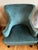 Pair of Teal Velvet Wingback Accent Chairs With Nailhead Trim For Sale In Orlando - Image 6 of 7
