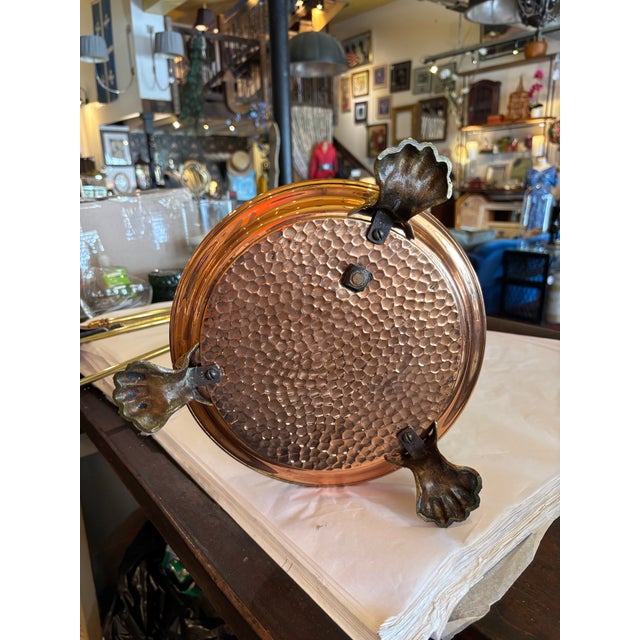 Early 20th Century Copper and Brass Lion Paw Fireplace Set For Sale - Image 12 of 12