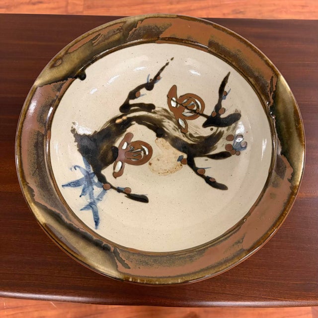 1990s Vintage Japanese Mashiko Ware Pedestal Bowl by Takaichi Tokoi For Sale - Image 5 of 11