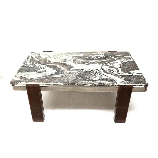 Stone Large Vintage Brutalist Marble Coffee Table, 1970s For Sale - Image 7 of 8