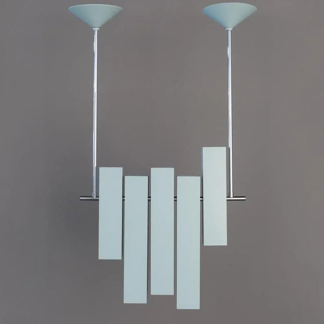 1970s Blue Lacquered Metal Prototype Chandelier from Lumi, 1970 For Sale - Image 5 of 10