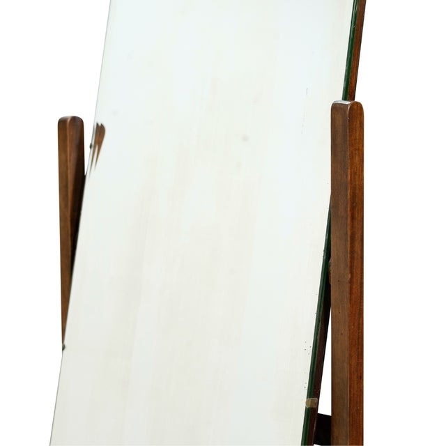 Brown 1920s English Walnut Floor Standing Cheval Mirror For Sale - Image 8 of 8