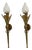 Mid 20th Century Neoclassical, Monumental Torchiere Wall Sconces, Brass, Glass - a Pair For Sale