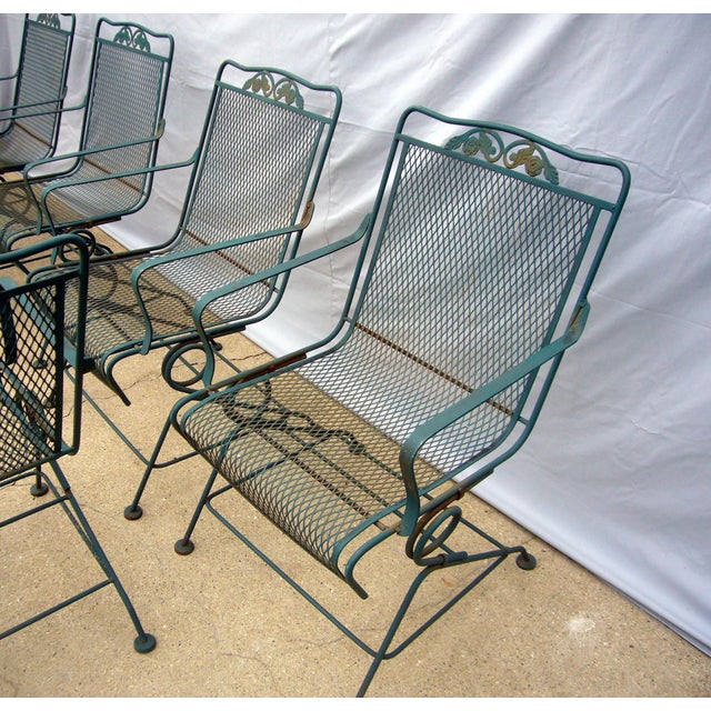Green 1980s Woodard Style Oval Table & 6 Spring Rocker Chairs For Sale - Image 8 of 12