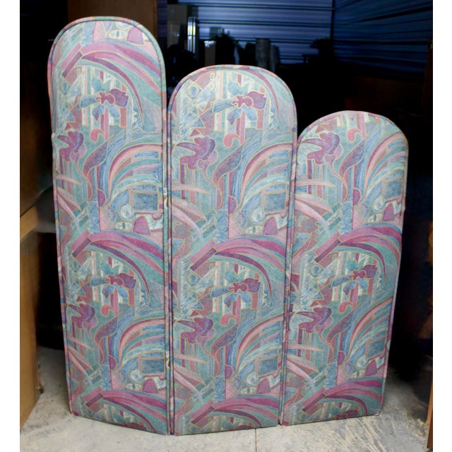 This sculptural piece features three tiered panels linked by original brass barrel hinges has rounded, arched tops that...