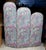 This sculptural piece features three tiered panels linked by original brass barrel hinges has rounded, arched tops that...