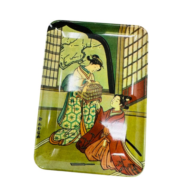1960s Vintage Japanese Themed Decorative Melamine Trays Made in Italy a Set of 6 For Sale - Image 5 of 10