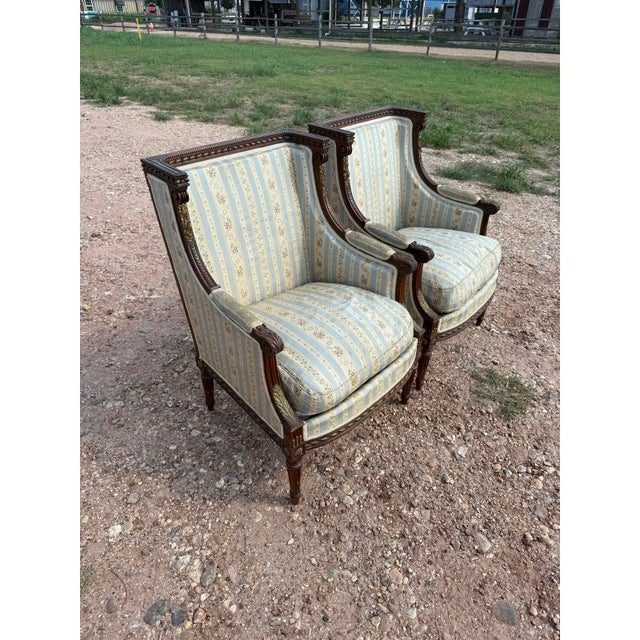 19th Century French Louis XVI Bergère or Armchair- A Pair For Sale - Image 11 of 12