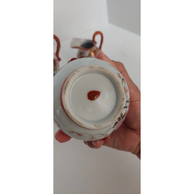 Late 19th Century Vintage Asian Tea Pot, Covered Sugar Bowl, and Creamer Set- 3 Pieces For Sale - Image 5 of 12