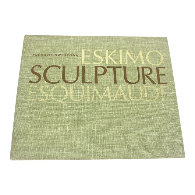 1965 Eskimo Sculpture Esquimaude Book Hardcover Hard Cover Linen Gold Bronze For Sale