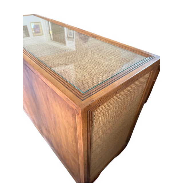 Mid 20th Century Vintage Drexel Woven Cane Bamboo Rattan Cabinet Credenza Buffet For Sale - Image 5 of 16