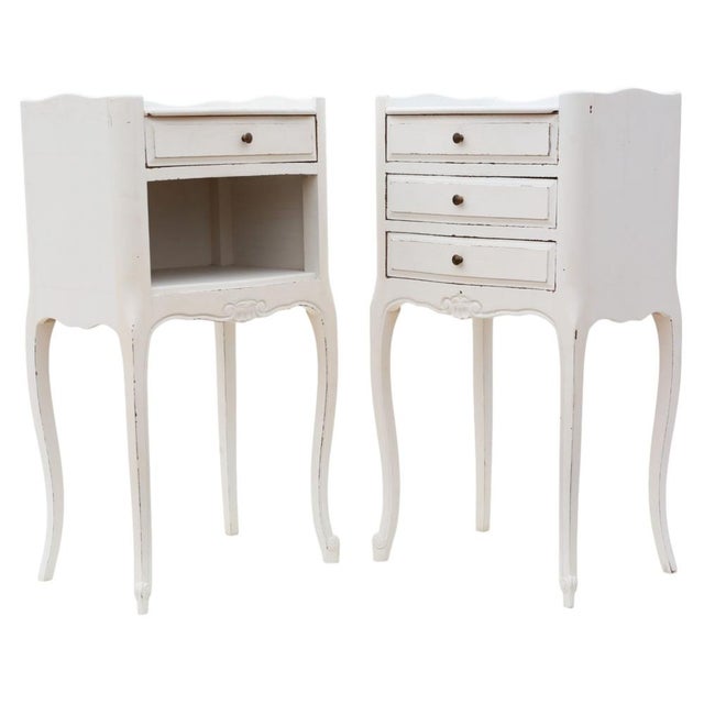 Wood Vintage White-Painted Bedside Tables, Set of 2 For Sale - Image 7 of 7