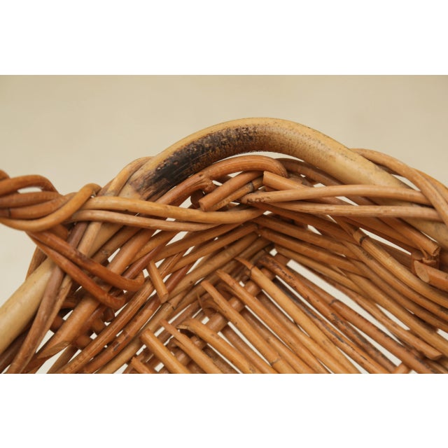 1950s Mid-Century Vintage Chunky Rectangular Wicker Bread Basket With Handles For Sale - Image 14 of 18