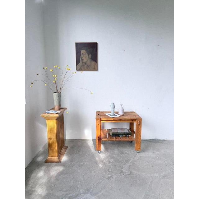 Pine Serving Cart on Casters, 1980s For Sale - Image 4 of 18