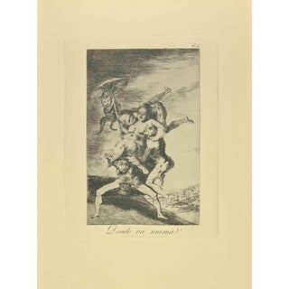 Francisco Goya, Donde va Mama?, Nude, Etching, 1881 For Sale