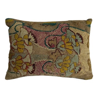 17th Century Italian Wool & Silk Floral Tapestry Pillow For Sale