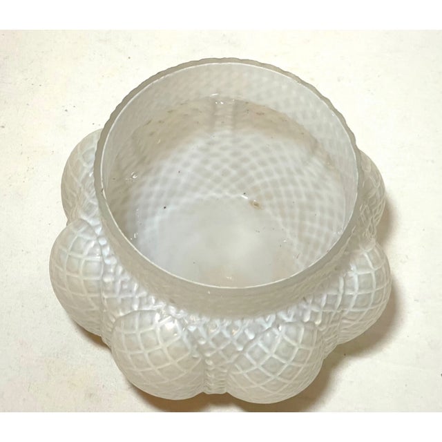 1930s Antique Hand Blown Kralik Bohemian Studio Pressed White Iridescent Glass Vase For Sale - Image 5 of 12