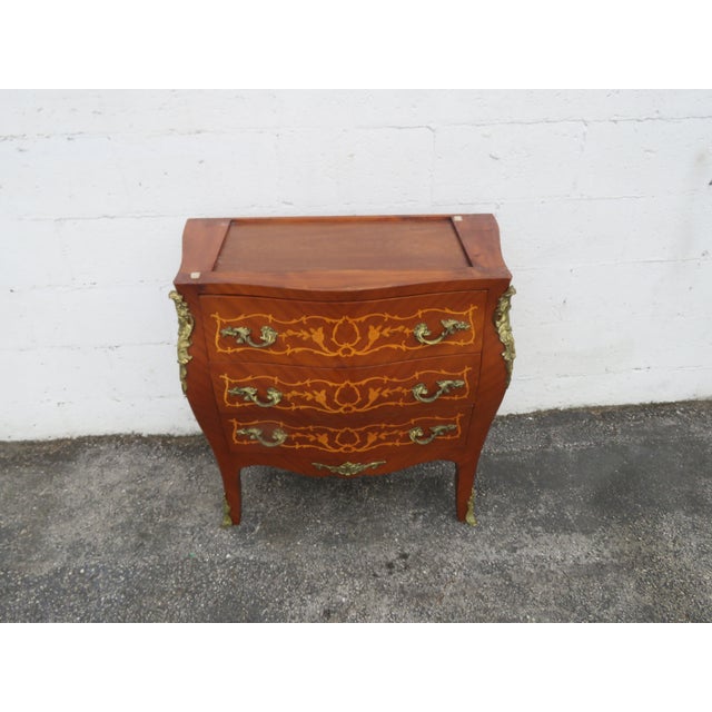 Brown French Marble Top Bombay Serpentine Inlay Commode Dresser Bathroom Vanity 6230 For Sale - Image 8 of 17