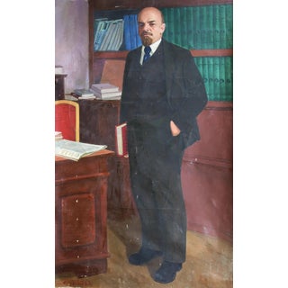 Original Oil Painting: Vladimir Lenin Portrait, Soviet Ukrainian Art 198-124 For Sale