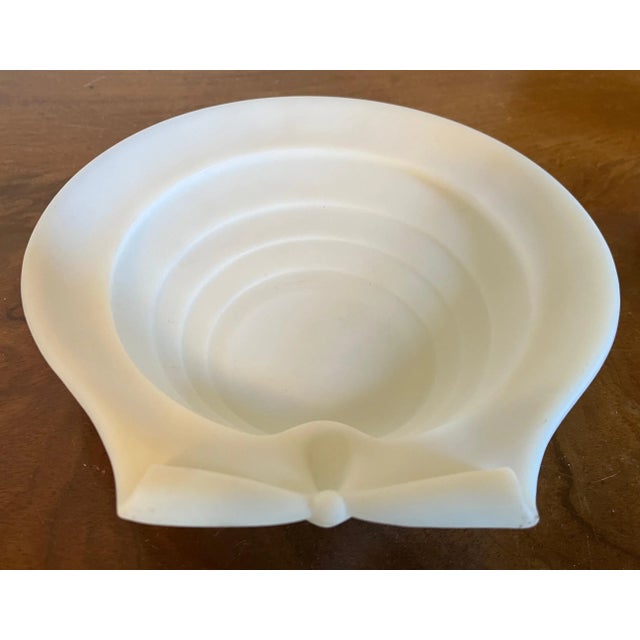 White Antique 19th Century French Frosted White Opaline Glass Scallop Sea Shell Dish For Sale - Image 8 of 13