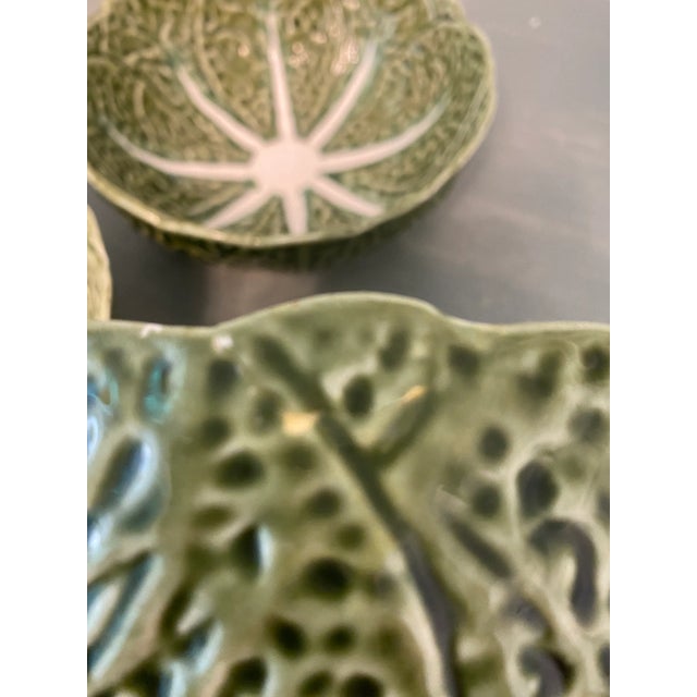 Vintage Majolica Ceramic Cabbage Leaf Bowls-Set of 3 For Sale In Las Vegas - Image 6 of 7