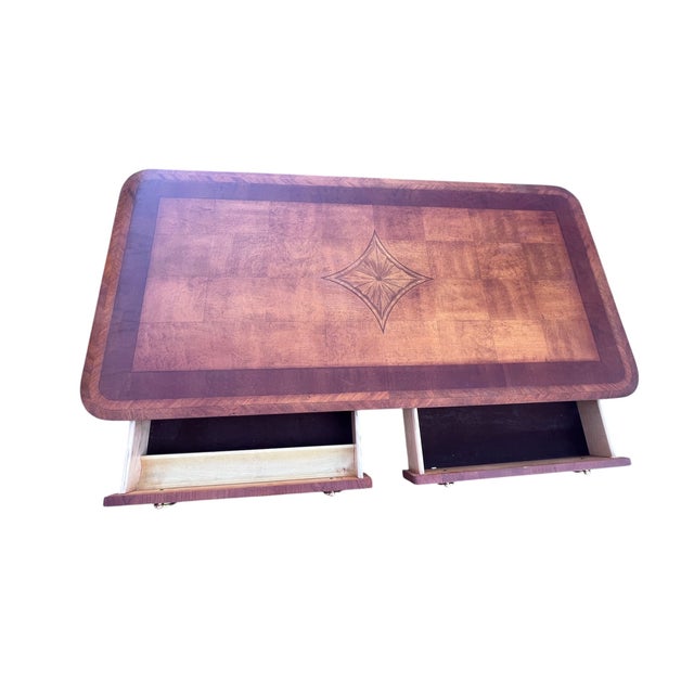 Federal Style Inlaid Mahogany Writing Desk with Ebonized Columns Elegant Federal-style mahogany writing desk featuring a...