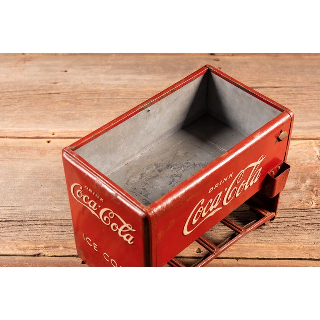 Metal Vintage Coca Cola Salesman Sample Cooler For Sale - Image 7 of 16
