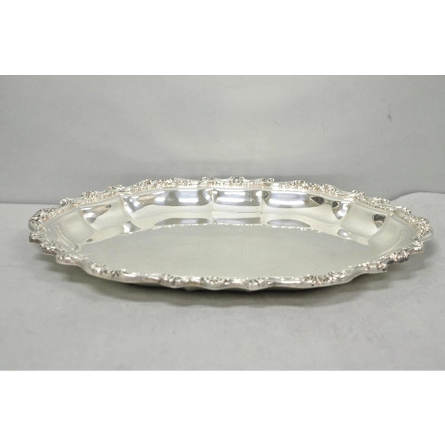 Victorian Mid 20th Century International Silver "Countess" Silver Plated Small Bar Tray Serving Platter For Sale - Image 3 of 12