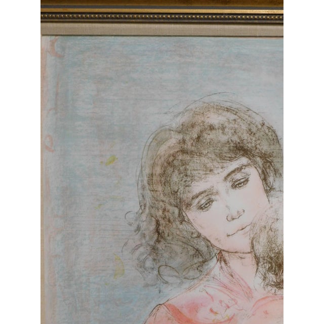 Printmaking Materials Edna Hibel Signed Framed Limited Edition Color Lithograph "Mother and Two Children" # 155/295 For Sale - Image 7 of 13