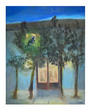 Roberto Cuccaro, The Entrance, Original Oil on Cardboard, 2000s