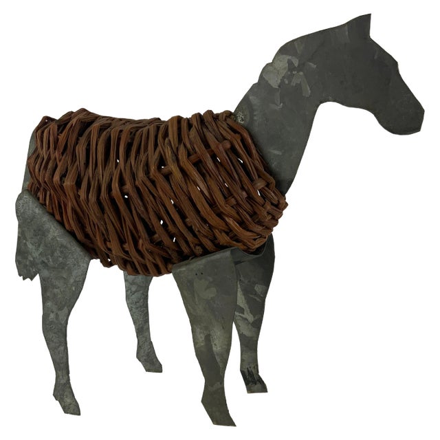 Vintage Metal & Wicker Horse For Sale