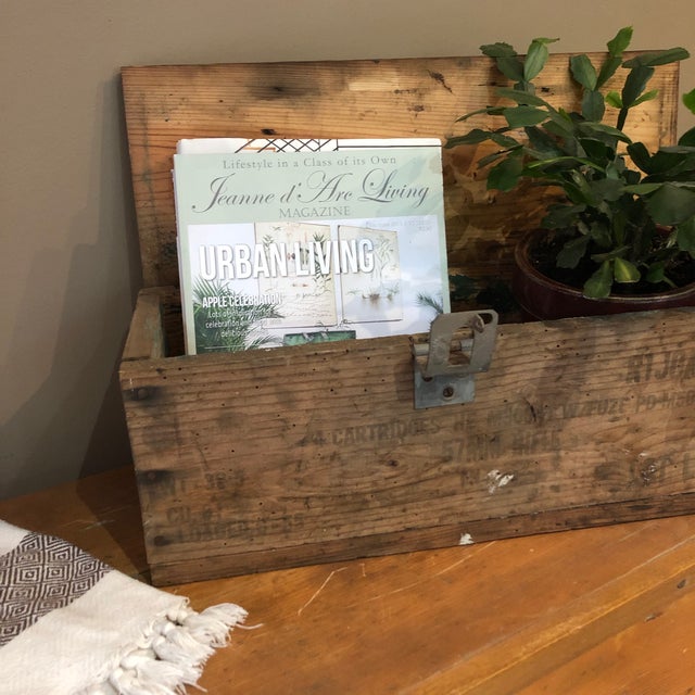 Rustic Vintage Handcrafted Wood Ammunition Box For Sale - Image 3 of 8
