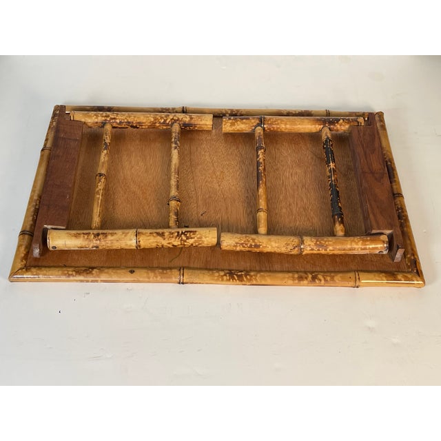 Vintage tortoise bamboo rattan table tray breakfast Folding.