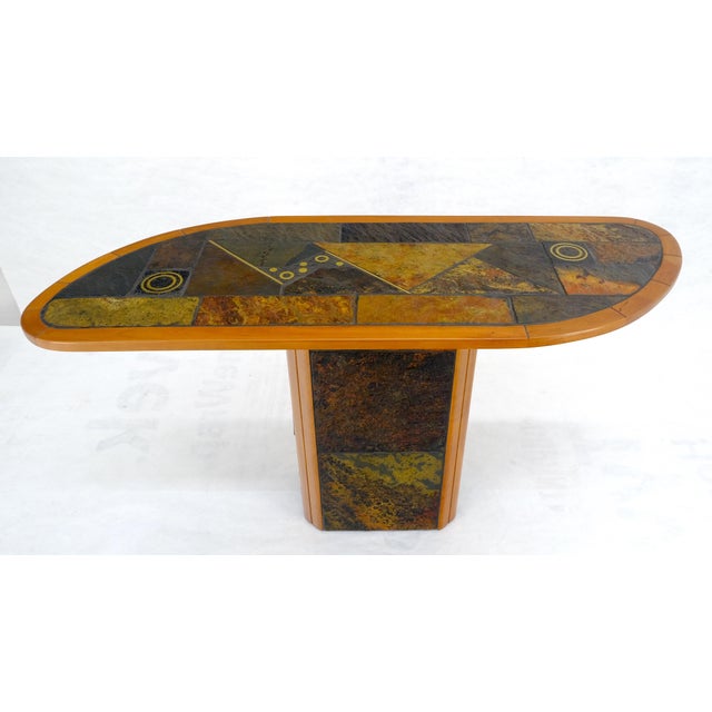 Boomerang Shape Slate Tile Top & Base Mid Century Modern Studio Coffee Table
