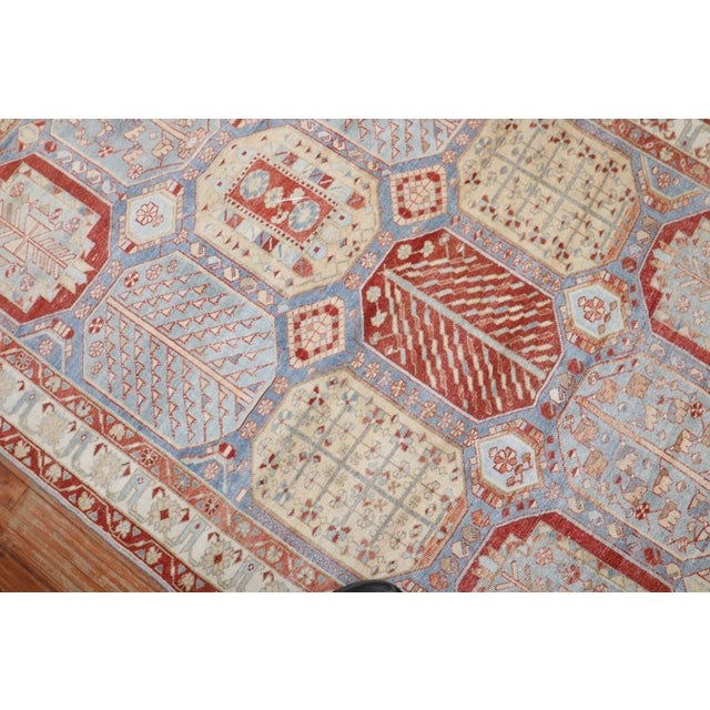 Red Early 20th Century Sky Blue Persian Bakhtiari Rug - 4'11" x 6'8" For Sale - Image 8 of 11