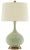 The vase-like body of the Cait Table Lamp is made of striated ceramic in a lovely textural grass green. The paleness of...