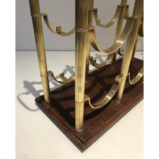 1940s Neoclassical brass bottle rack in the style of Maison Jansen For Sale - Image 9 of 12