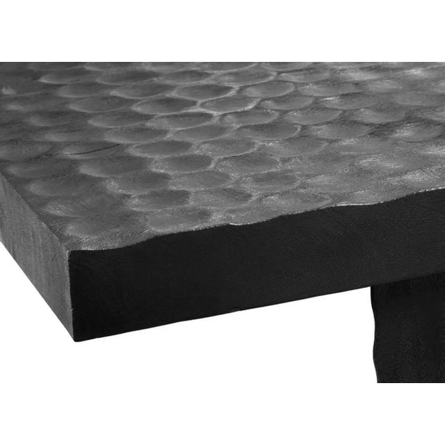 Suar Wood Sofa Table Burnt Finish Modern Organic For Sale - Image 6 of 13