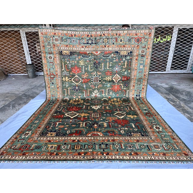 2000 - 2009 Hand-Knotted Afghan Kazak Chobi Wool Area Rug - 8'8" X 11'10" For Sale - Image 5 of 18
