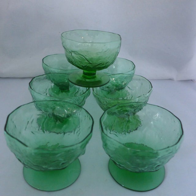 Mid-Century Lido Milano Green Sherbet/Desert Glasses - Set of 7 For Sale - Image 4 of 5