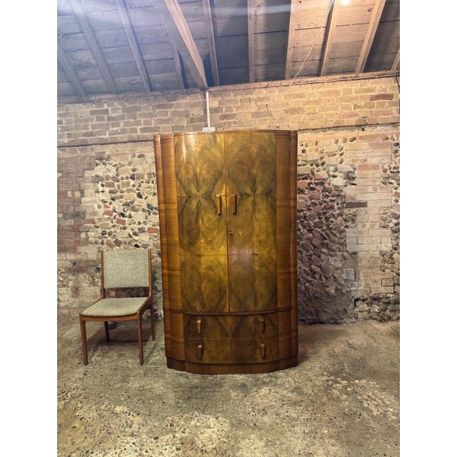 Vintage Art Deco Walnut Wardrobe, 1930s For Sale - Image 6 of 18
