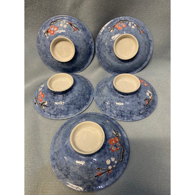1980s Footed Stoneware Donburi Bowls- Set of 5 For Sale - Image 18 of 18