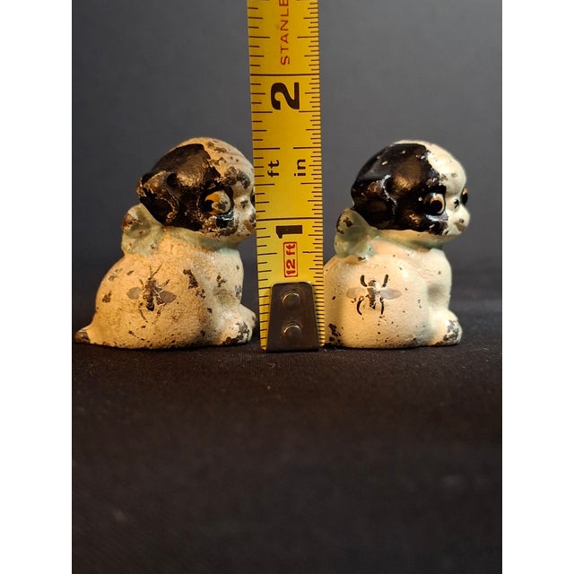 Pair Antique Hubley Cast Iron Puppo Dog Figurine Paperweights Bee on Hip Grace Drayton For Sale - Image 15 of 15
