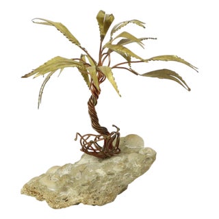Copper Palm Tree on Rock Sculpture by Daniel Dhaeseleer, 1970s For Sale