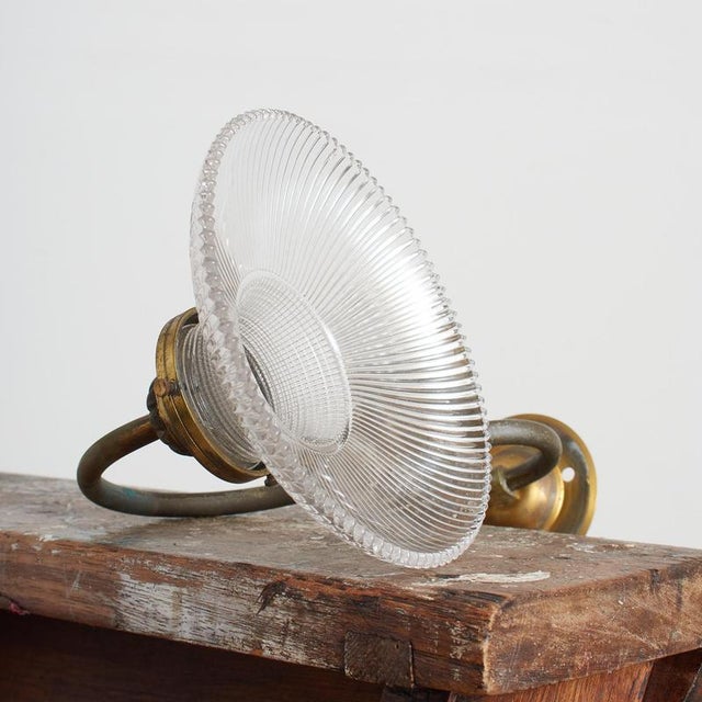 Antique Reclaimed Glass Wall Light from Holophane, 1950s For Sale - Image 4 of 8