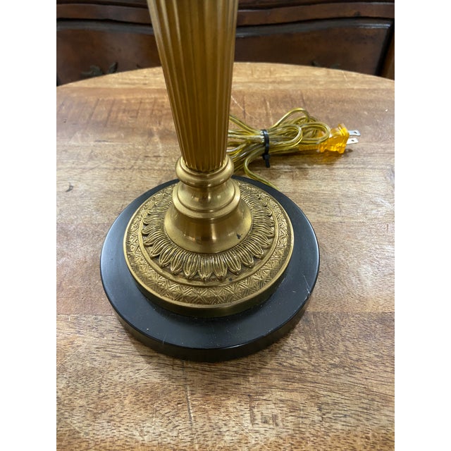 Metal Mid to Late Twentieth Century Tall Antique Brass Candlestick Lamp For Sale - Image 7 of 9