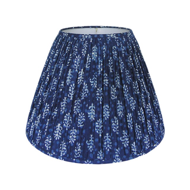 New, Made to Order, Indigo Blue Block Print Fabric, Small Pleated