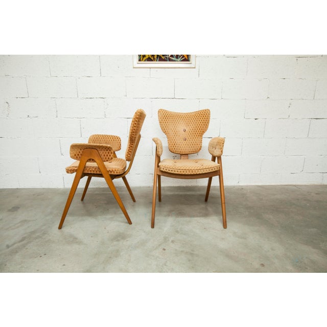 Chairs and Lounge Armchairs attributed to Roger Landault for ABC, 1950s, Set of 6 For Sale - Image 10 of 18